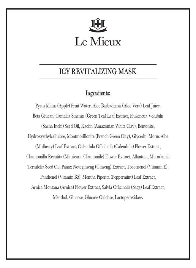 Le Mieux Icy Revitalizing Mask - Cooling, Soothing Clay Face Mask with French Green Clay & Amazon White Clay - Facial Mask for Oily & Blemish Prone Skin (2 oz / 60 ml) - Image 3